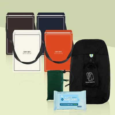 접이식 스포츠 안전 백팩 PMB-02 + 일체형 포켓 돗자리(소형) + 손소독 물티슈 10매 SET