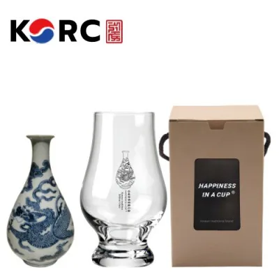 한국전통 K컬쳐 조선 백자청화 위스키잔 노징글라스 양주 니트잔 170ml 1P 기프팅