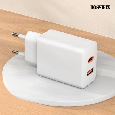 보스위즈 USB C타입 A타입 65W 2포트 PD 멀티 고속 급속 충전기 퀵차지 어댑터 노트북 휴대폰 BOS-PD652