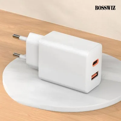 보스위즈 USB C타입 A타입 65W 2포트 PD 멀티 고속 급속 충전기 퀵차지 어댑터 노트북 휴대폰 BOS-PD652