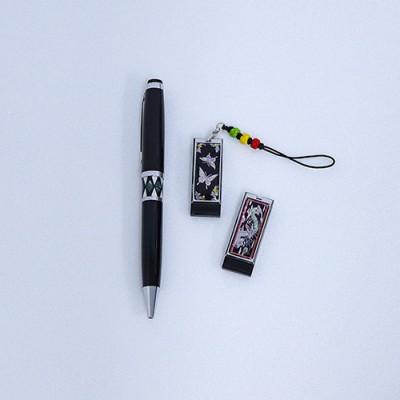 나빌레라 자개USB 블랙에디션 자개띠볼펜2종세트(신수문양) (8G~32G)
