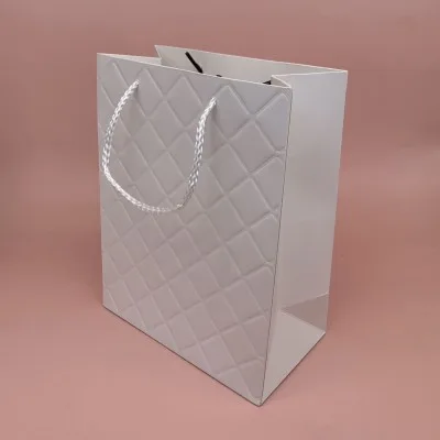 바미샵 화이트 엠보 쇼핑백 18x10x23cm 종이가방 작은선물포장용
