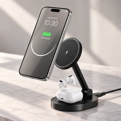 파인큐브 무선충전기 3in1 맥세이프 충전거치대 Z10 + 맥세이프링