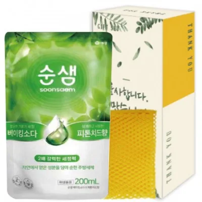 애경 순샘피톤치드 리필 300ml. 망사수세미 세트
