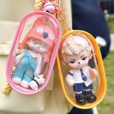 파우치 키링 열쇠고리 인형 파우치 가방 PVC 투명 파스텔 보관 케이스