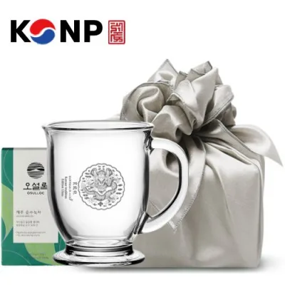 한국전통 K컬쳐 곤룡포 클래식 글라스 머그컵 440ml 오설록 기프팅 (보자기 포장)
