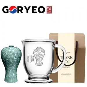 한국전통 K컬쳐 고려청자 클래식 글라스 머그컵 440ml 1P 기프팅