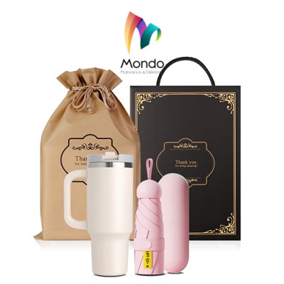 MONDO몬도 텀블러 선물세트 890ML 핸들텀블러 1개+5단 미니파우치 우산 1개 기프트세트