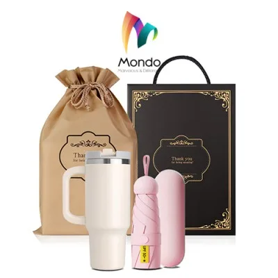 MONDO몬도 텀블러 선물세트 890ML 핸들텀블러 1개+5단 미니파우치 우산 1개 기프트세트