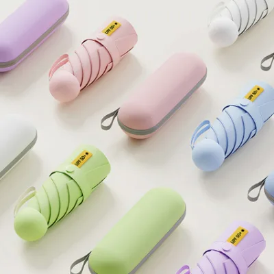 파스텔 캡슐 파우치 우양산 휴대용 우산 미니우산 uv차단 암막 우양산 파우치 우산케이스 자외선차단 5단우산