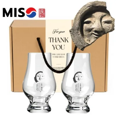 한국전통 K컬쳐 얼굴무늬수막새 신라의미소 위스키잔 노징글라스 양주 니트잔 170ml 2P 기프팅