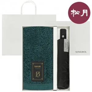 [송월타올] 블랙라벨 럭스 호텔수건 200G 40수 + 3단 비지니스 완자 우산 2매입 세트