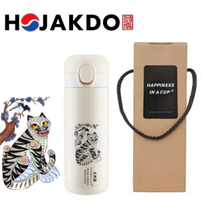 한국전통 K컬쳐 까치와호랑이 호작도 원터치 텀블러 420ml 기프팅