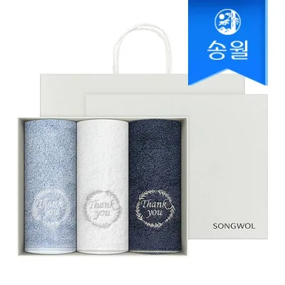 송월타월 땡큐 190g 뱀부얀 3매 선물세트+쇼핑백