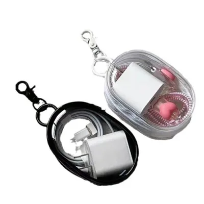 M2502 PVC 투명 파우치 미니파우치 키링 충전기 수납 이어폰 가방