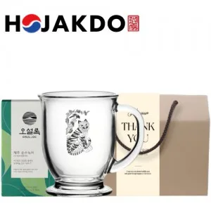한국전통 K컬쳐 호작도 글라스 머그컵 440ml 오설록 기프팅