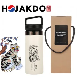 한국전통 K컬쳐 까치와호랑이 호작도 캡캐리 텀블러 380ml 기프팅