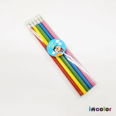 incolor 투명케이스 5본입 비비드 육각 연필 (B)