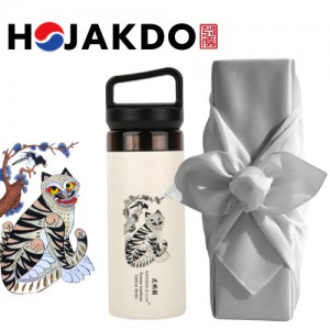 한국전통 K컬쳐 까치와호랑이 호작도 캡캐리 텀블러 380ml 기프팅 (보자기 포장)