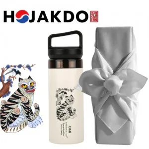 한국전통 K컬쳐 까치와호랑이 호작도 캡캐리 텀블러 380ml 기프팅 (보자기 포장)