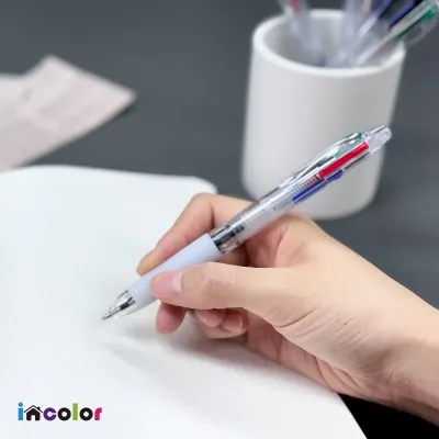 incolor 잘 써지는 클리어 4색 볼펜