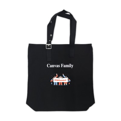 (Canvas Family) 아일렛 버클 포인트 에코백 블랙