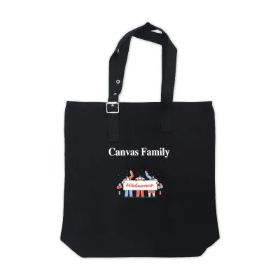 (Canvas Family) 아일렛 버클 포인트 에코백 블랙